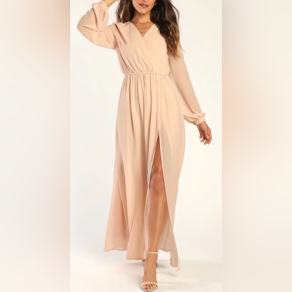 Lulu’s Wondrous Water Lilies Blush Pink Maxi Dress